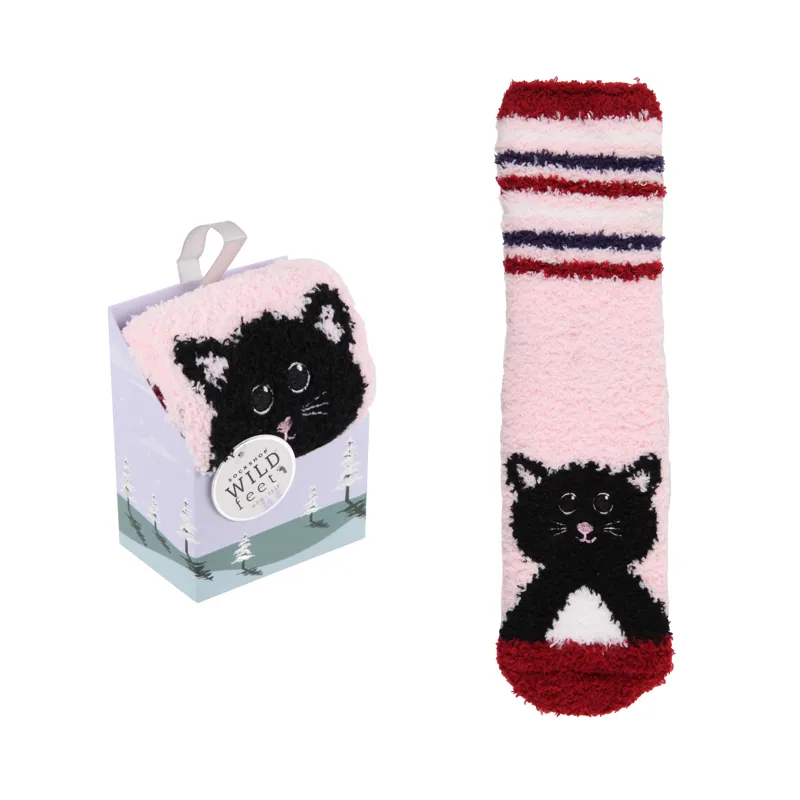 Wildfeet Boxed Fluffy Cat Lounge Socks Adults